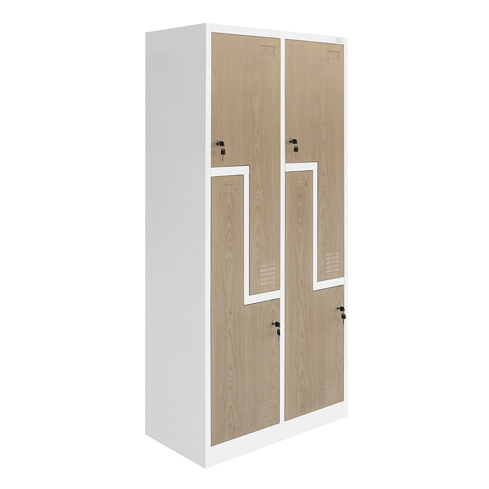 Метален гардероб 4 отделения Z-врати - RFG 800/450/1850 кехлибарен дъб-бяло